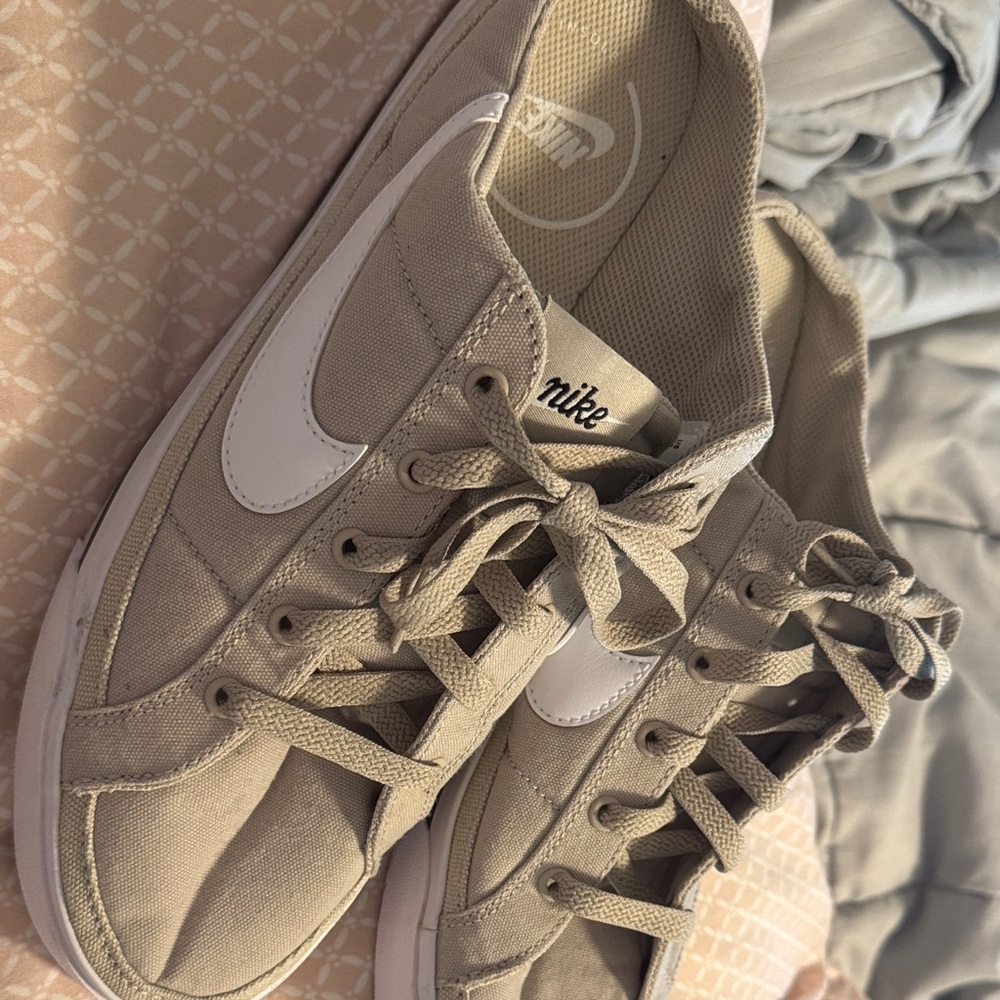 Nike Tan Canvas Sneakers with White Swoosh